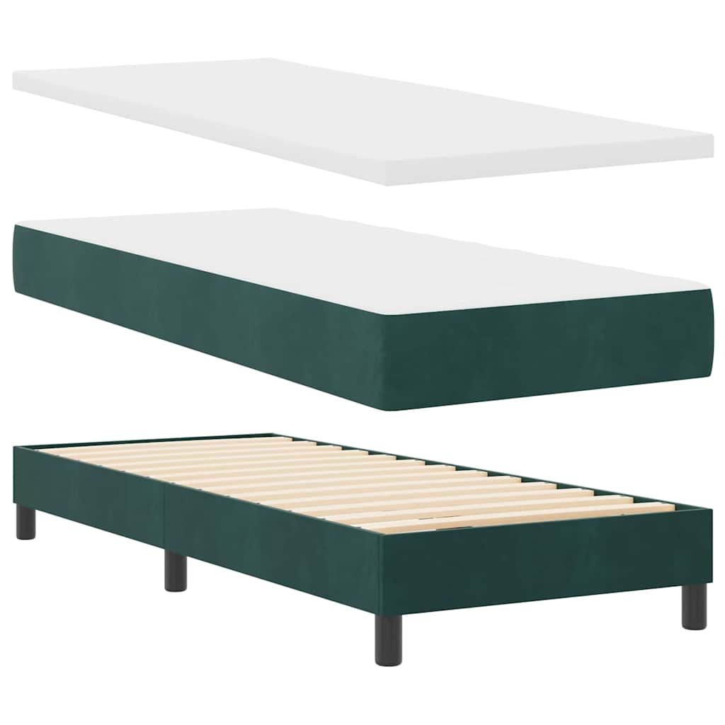 Boxspringbett mit Matratze Schwarz 100x200 cm Velvet Dunkelgrün