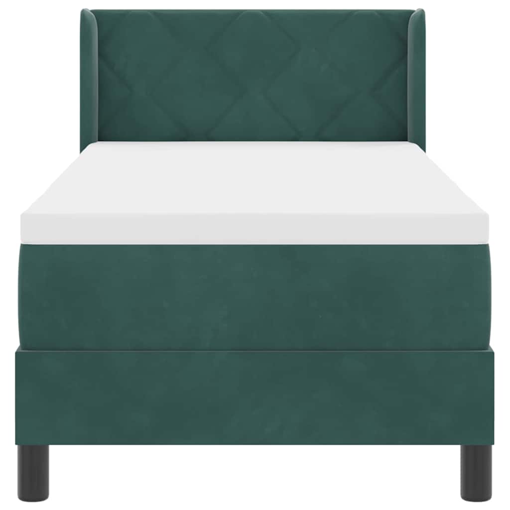 Boxspringbett mit Matratze Schwarz 100x200 cm Velvet Dunkelgrün