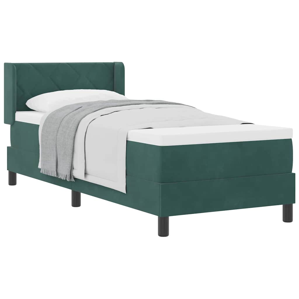 Boxspringbett mit Matratze Schwarz 100x200 cm Velvet Dunkelgrün