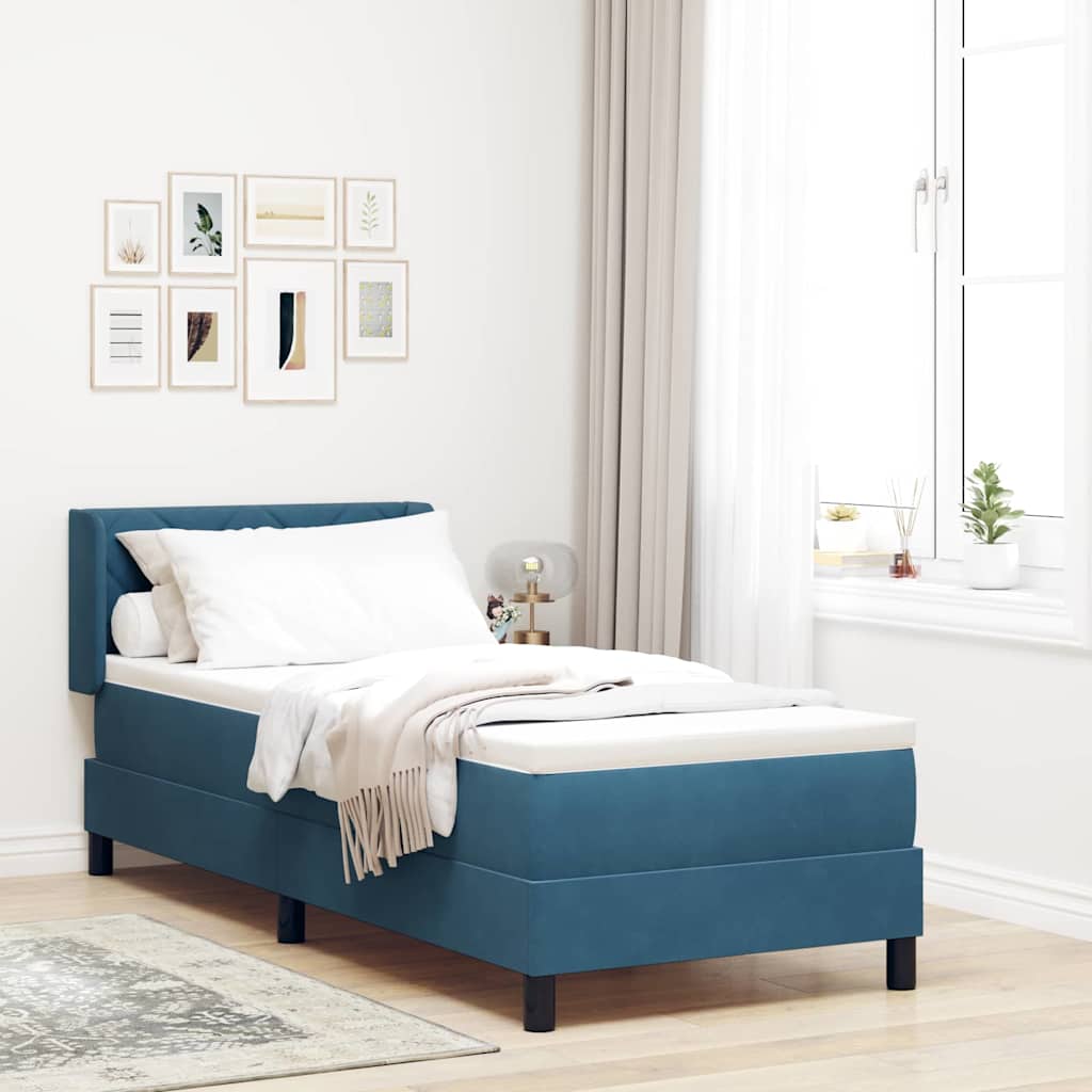 Boxspringbett mit Matratze Schwarz 100x200 cm Velvet Dunkelblau