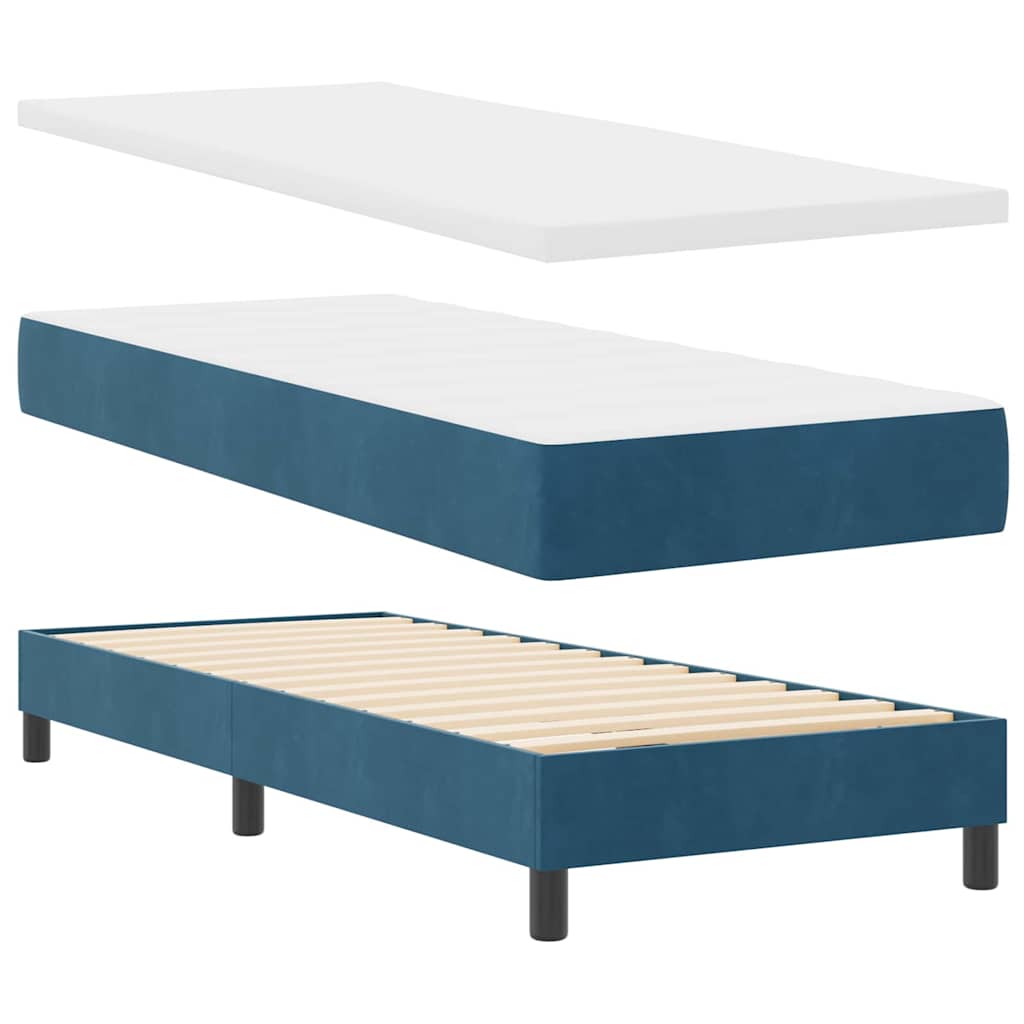 Boxspringbett mit Matratze Schwarz 100x200 cm Velvet Dunkelblau
