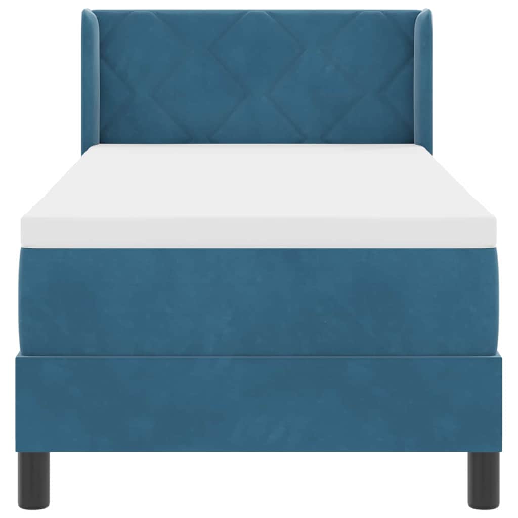 Boxspringbett mit Matratze Schwarz 100x200 cm Velvet Dunkelblau