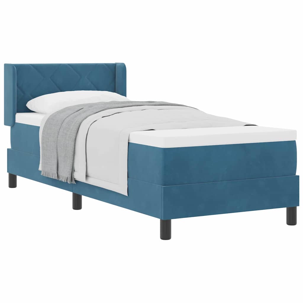 Boxspringbett mit Matratze Schwarz 100x200 cm Velvet Dunkelblau