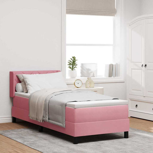 Boxspringbett mit Matratze Schwarz 100x200 cm Velvet Rosa