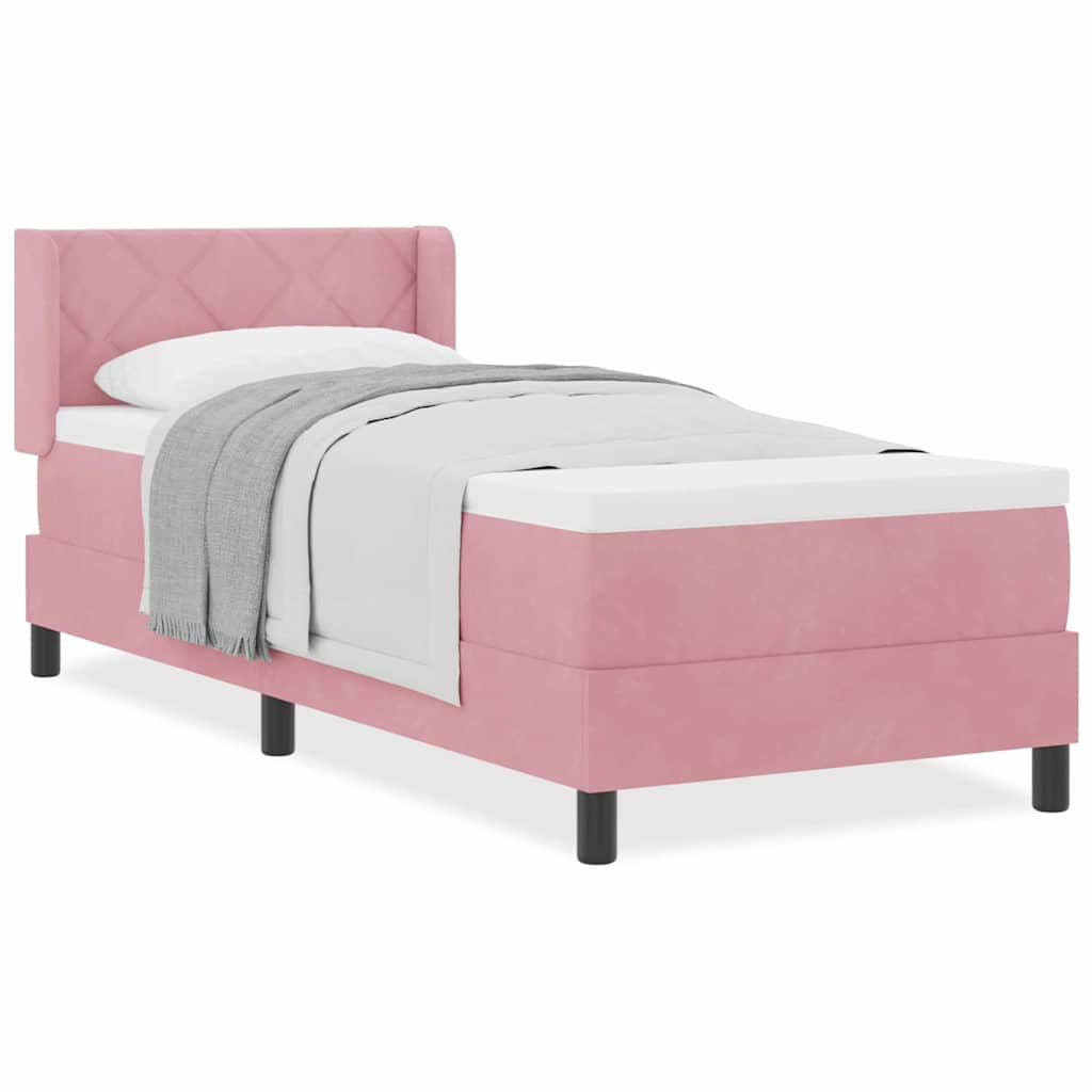 Boxspringbett mit Matratze Schwarz 100x200 cm Velvet Rosa