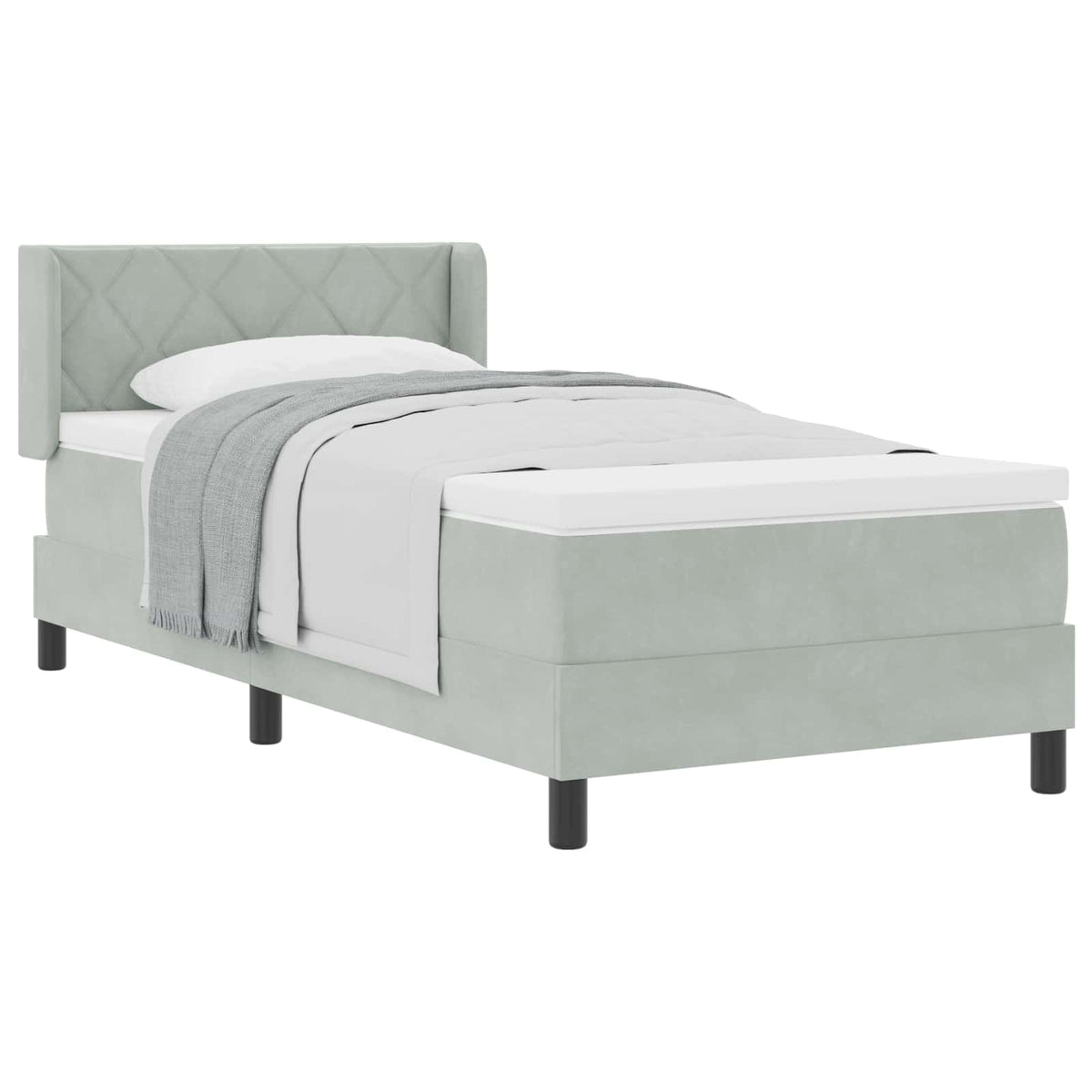 Boxspringbett mit Kopfteil Hellgrau 190 x 90 cm Samt