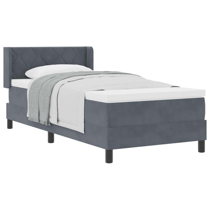 Boxspringbett mit Kopfteil Dunkelgrau 190 x 90 cm Samt