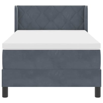 Boxspringbett mit Kopfteil Dunkelgrau 190 x 90 cm Samt