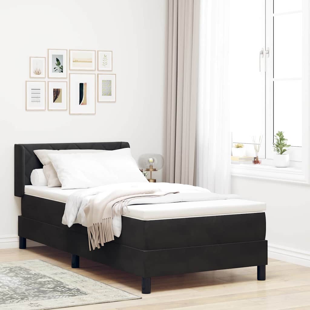 Boxspringbett mit Kopfteil Schwarz 190 x 90 cm Samt