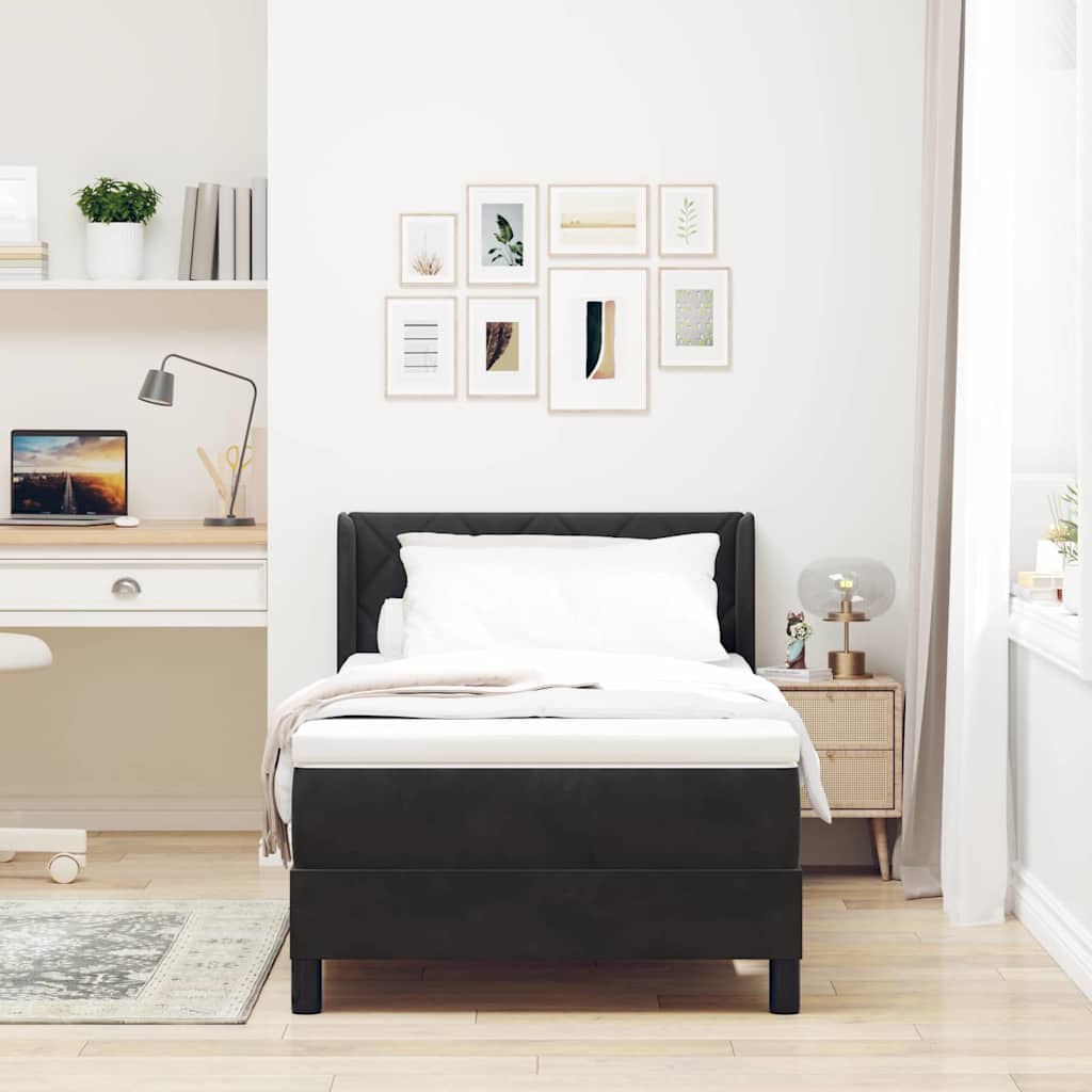 Boxspringbett mit Kopfteil Schwarz 190 x 90 cm Samt