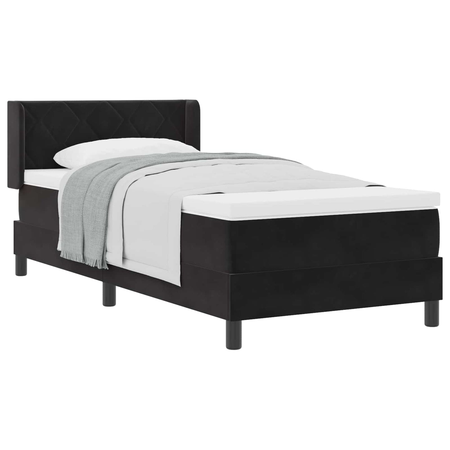 Boxspringbett mit Kopfteil Schwarz 190 x 90 cm Samt