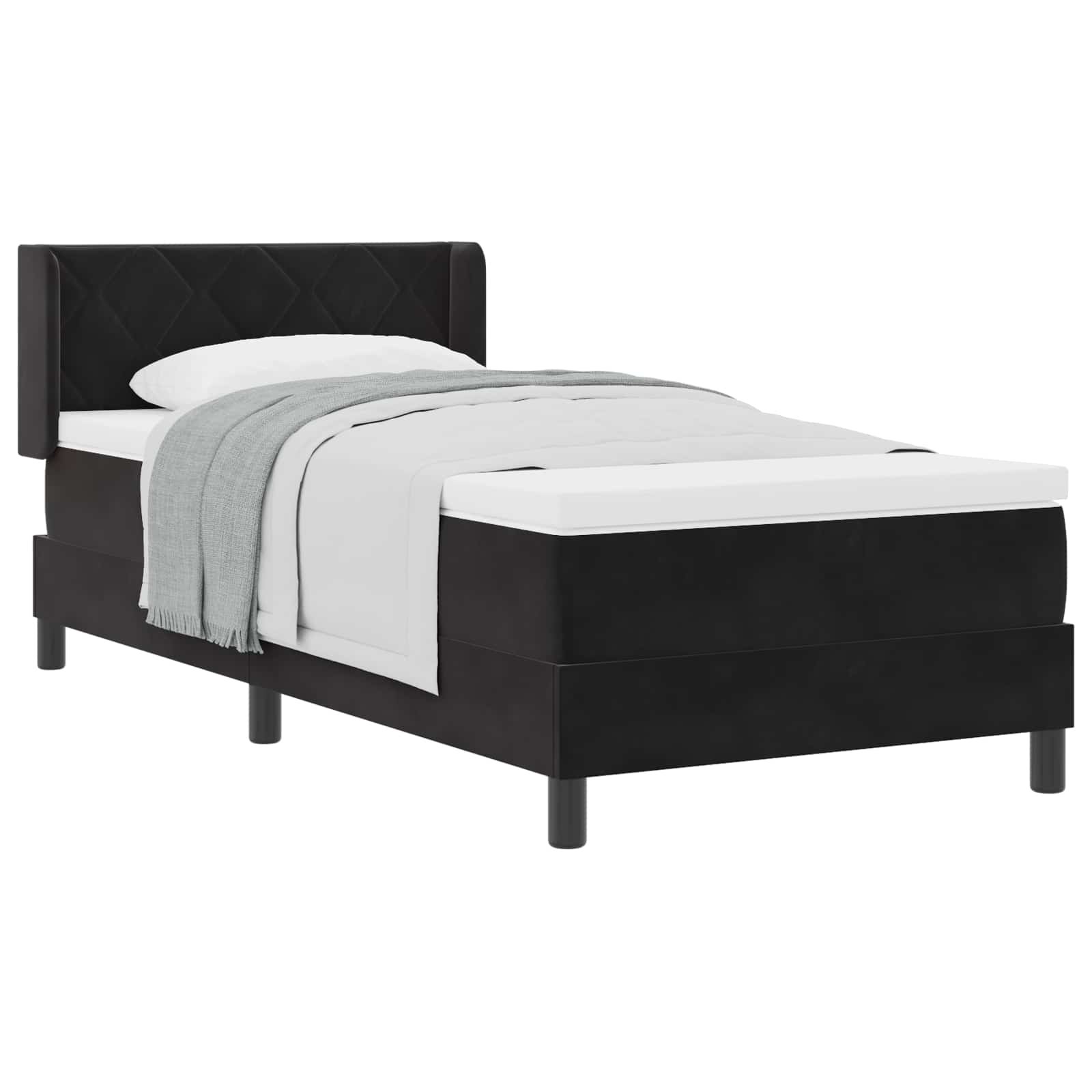Boxspringbett mit Kopfteil Schwarz 190 x 90 cm Samt