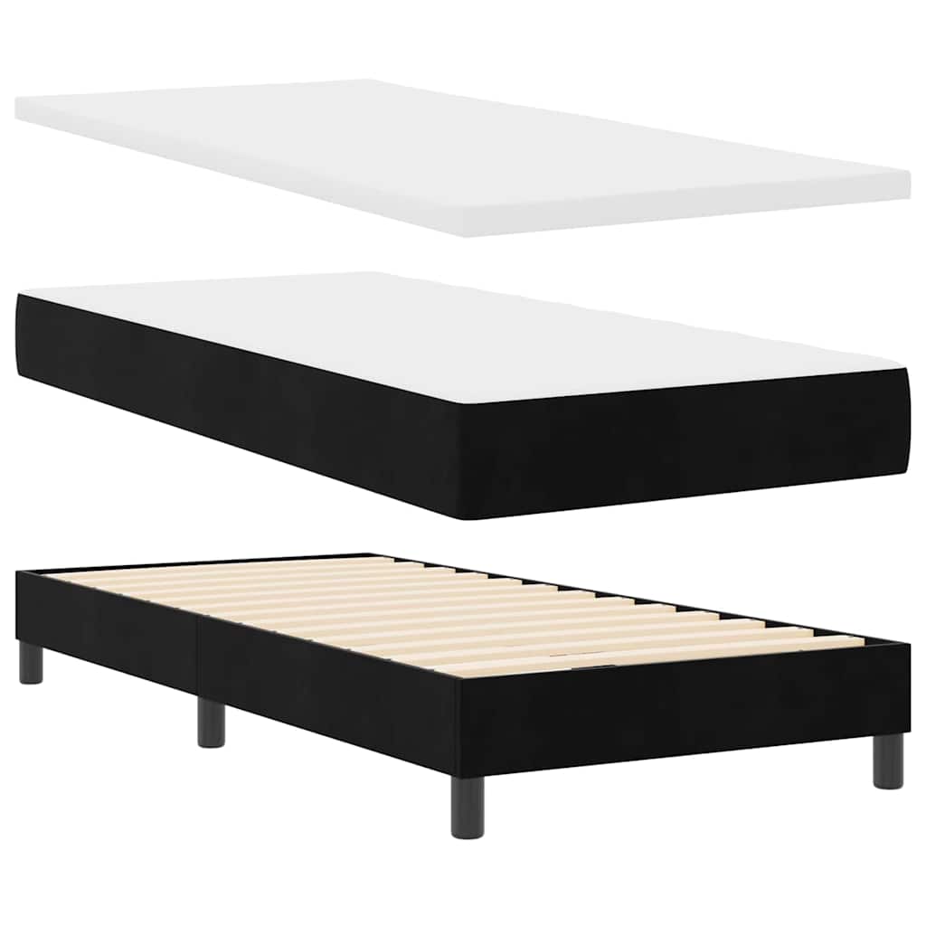Boxspringbett mit Kopfteil Schwarz 190 x 90 cm Samt