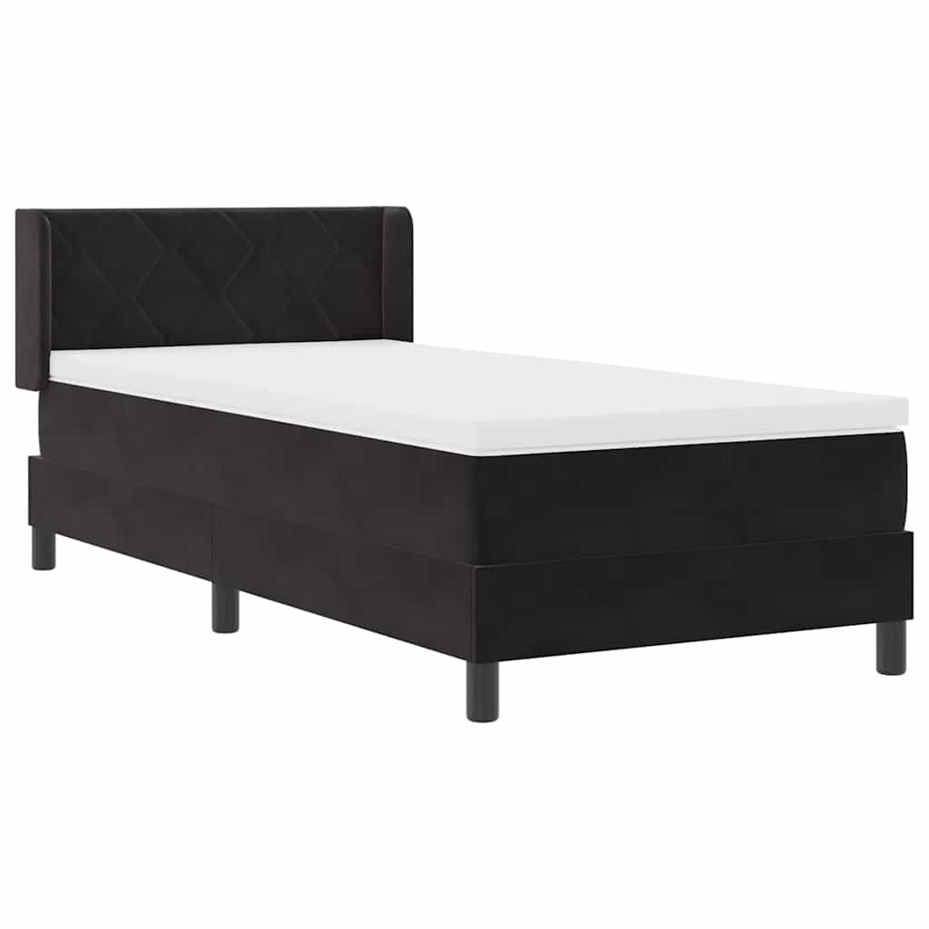 Boxspringbett mit Kopfteil Schwarz 190 x 90 cm Samt