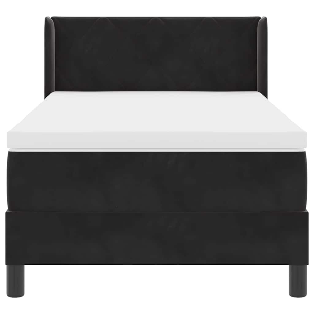 Boxspringbett mit Kopfteil Schwarz 190 x 90 cm Samt