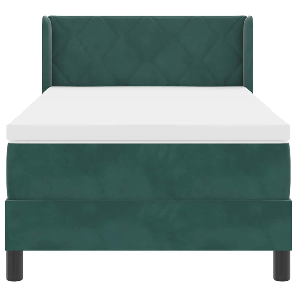 Boxspringbett mit Matratze Schwarz 100x200 cm Velvet Dunkelgrün