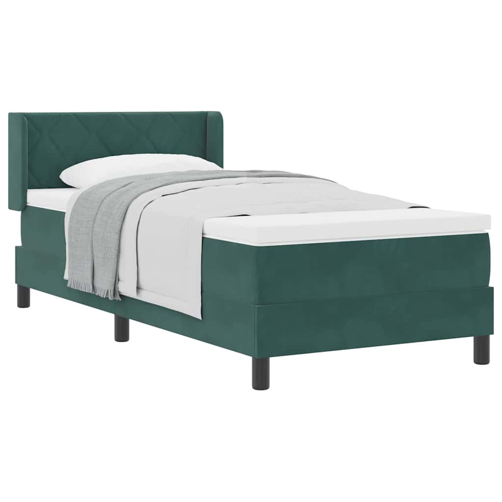 Boxspringbett mit Matratze Schwarz 100x200 cm Velvet Dunkelgrün