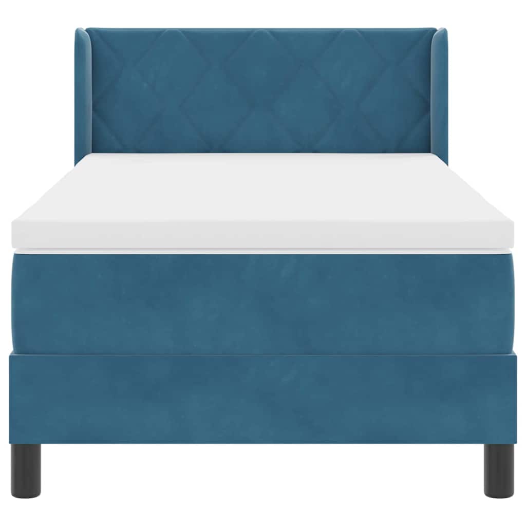 Boxspringbett mit Matratze Schwarz 100x200 cm Velvet Dunkelblau