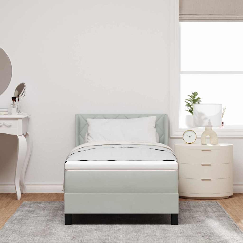Boxspringbett mit Matratze Schwarz 100x200 cm Velvet Hellgrau