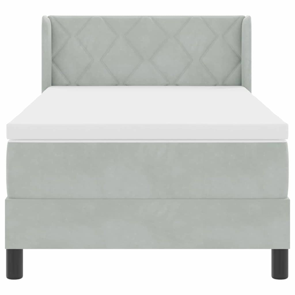 Boxspringbett mit Matratze Schwarz 100x200 cm Velvet Hellgrau