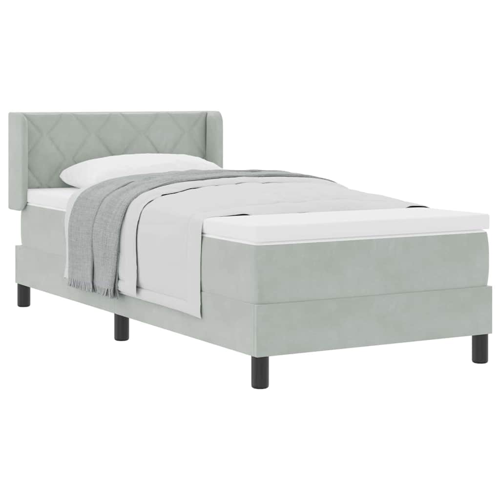 Boxspringbett mit Matratze Schwarz 100x200 cm Velvet Hellgrau