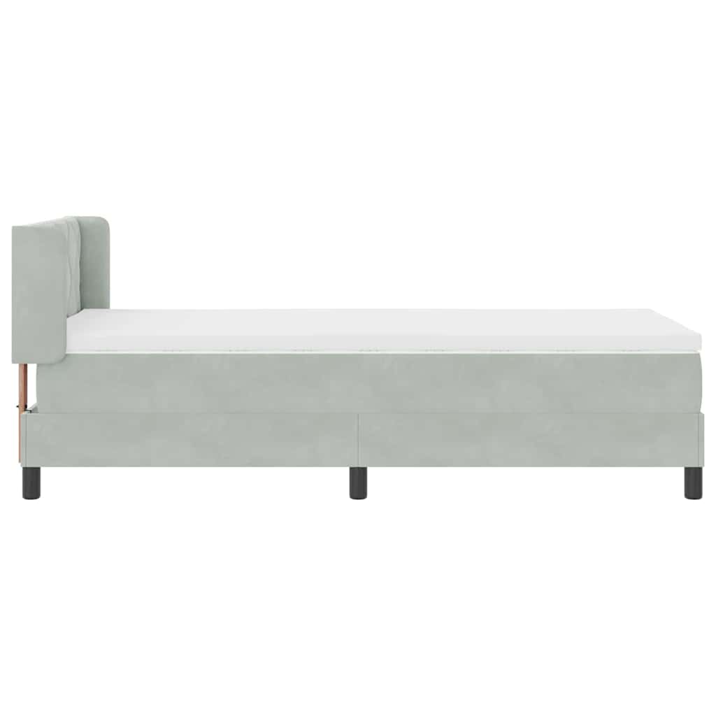 Boxspringbett mit Matratze Schwarz 100x200 cm Velvet Hellgrau
