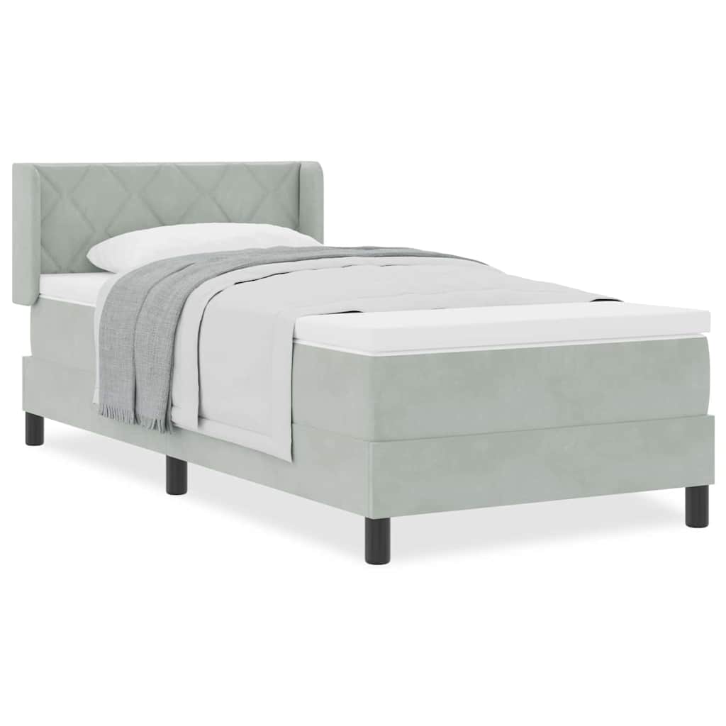 Boxspringbett mit Matratze Schwarz 100x200 cm Velvet Hellgrau