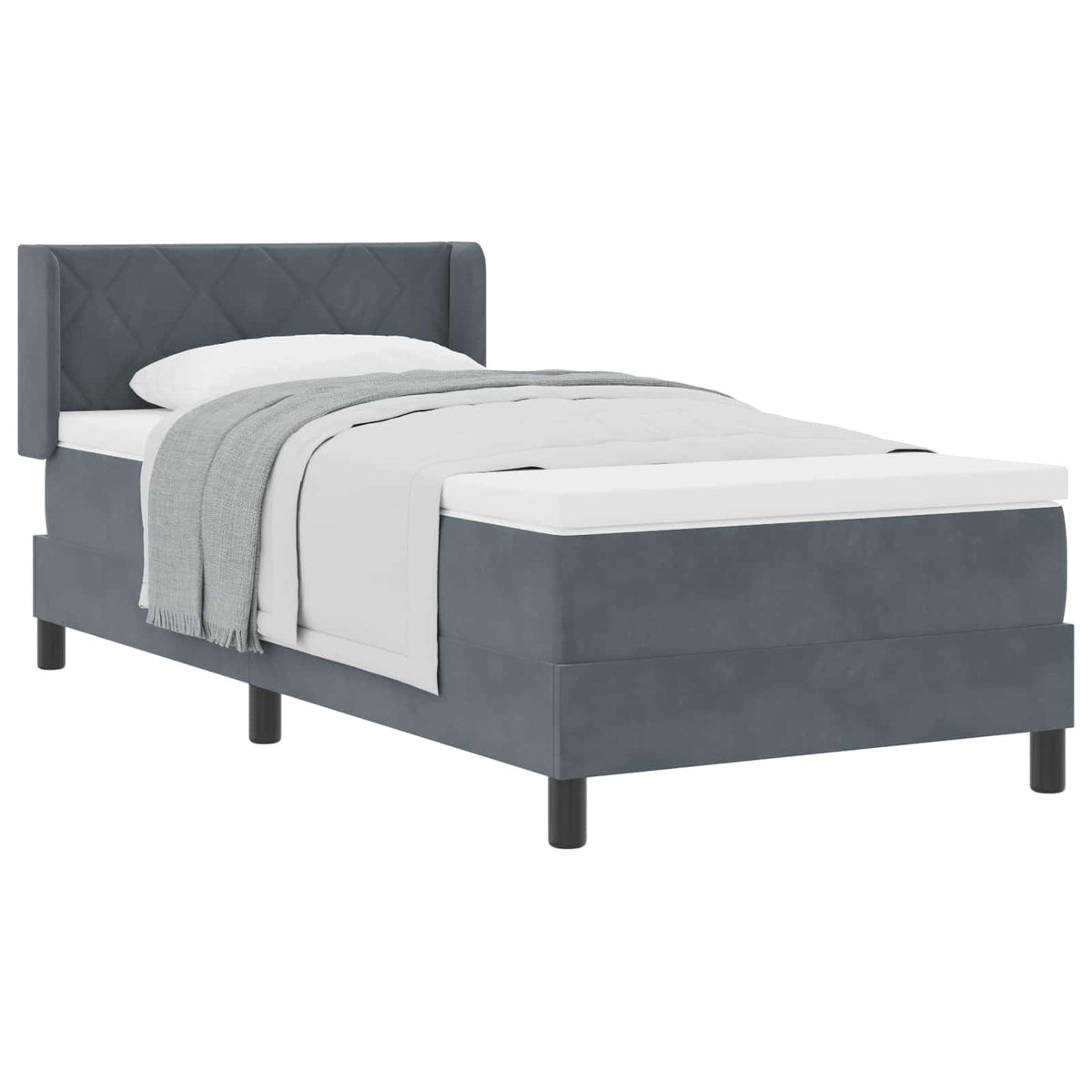 Boxspringbett mit Kopfteil Dunkelgrau 200 x 90 cm Samt