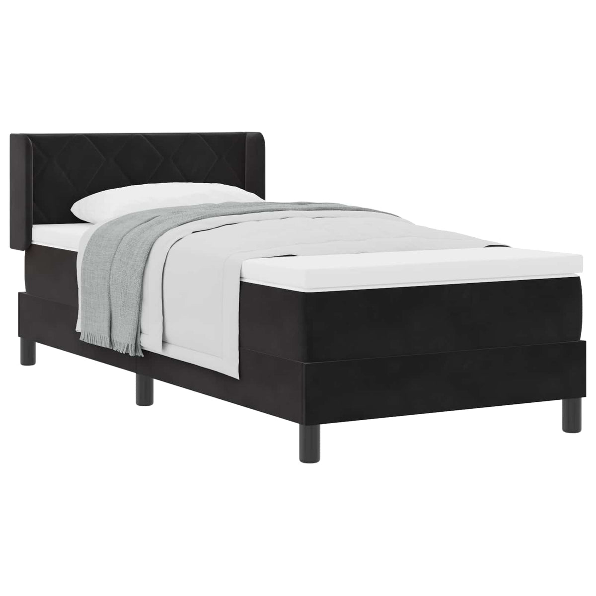 Boxspringbett mit Kopfteil Schwarz 200 x 90 cm Samt