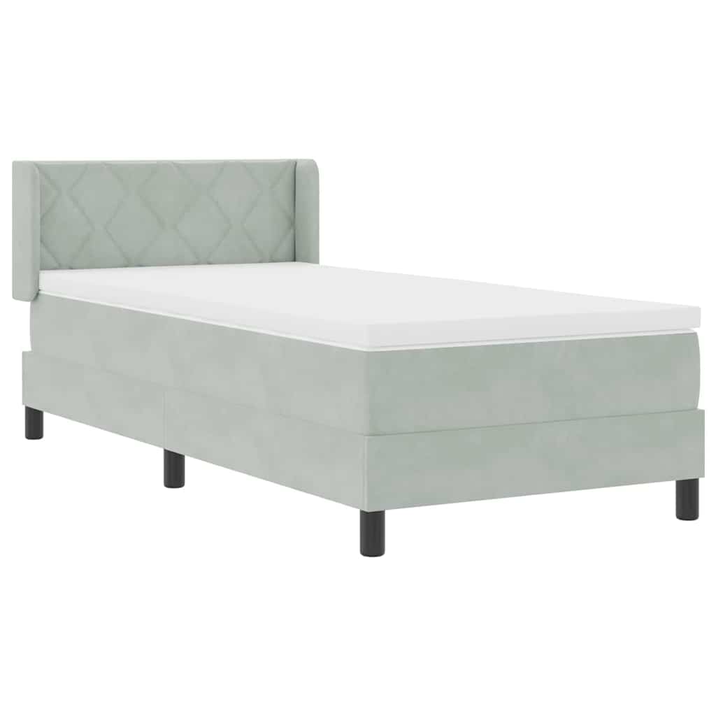 Boxspringbett mit Matratze Schwarz 100x200 cm Velvet Hellgrau