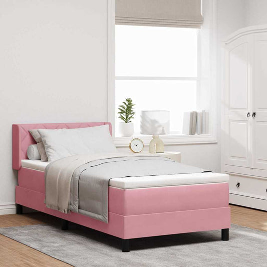 Boxspringbett mit Matratze Schwarz 100x200 cm Velvet Rosa