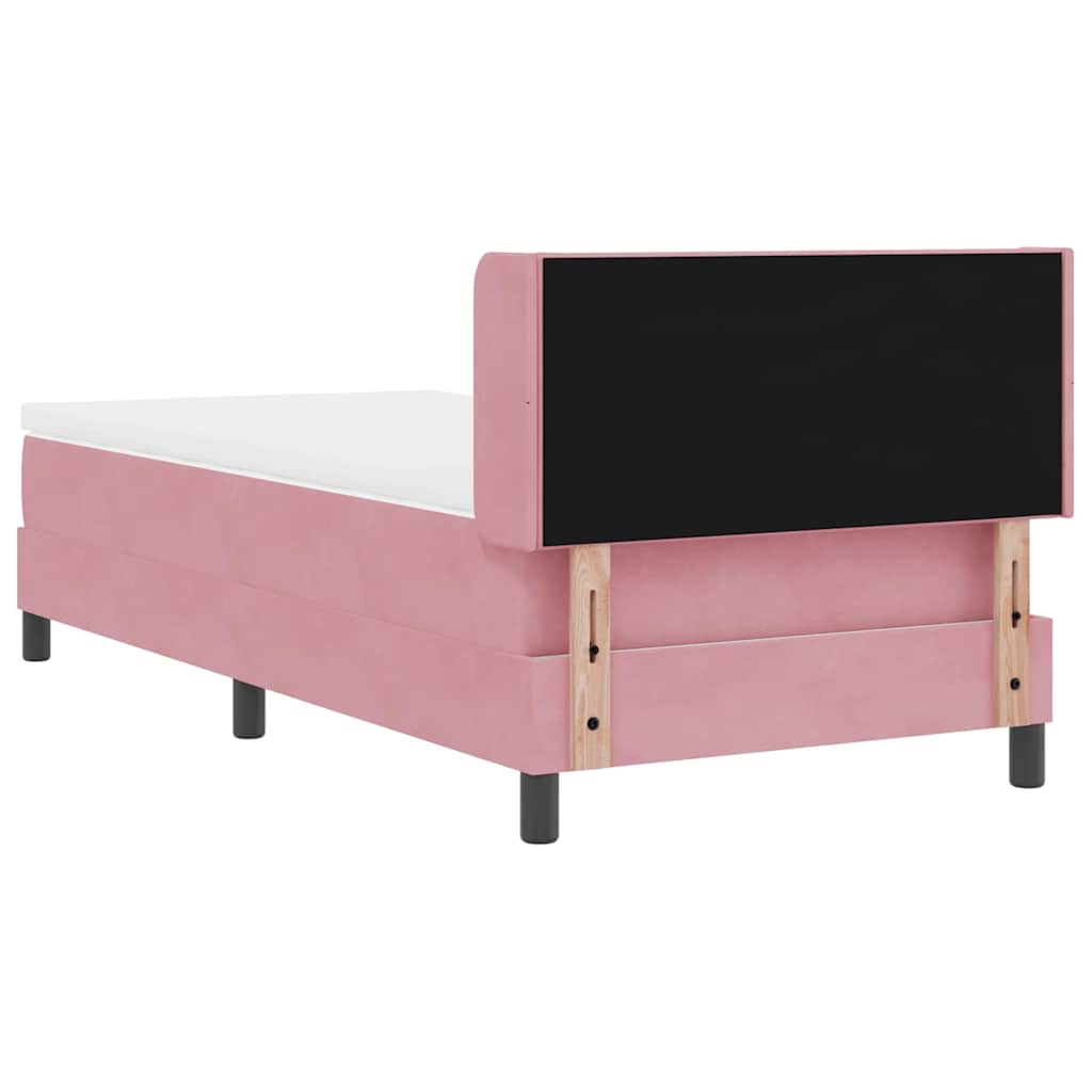 Boxspringbett mit Matratze Schwarz 100x200 cm Velvet Rosa