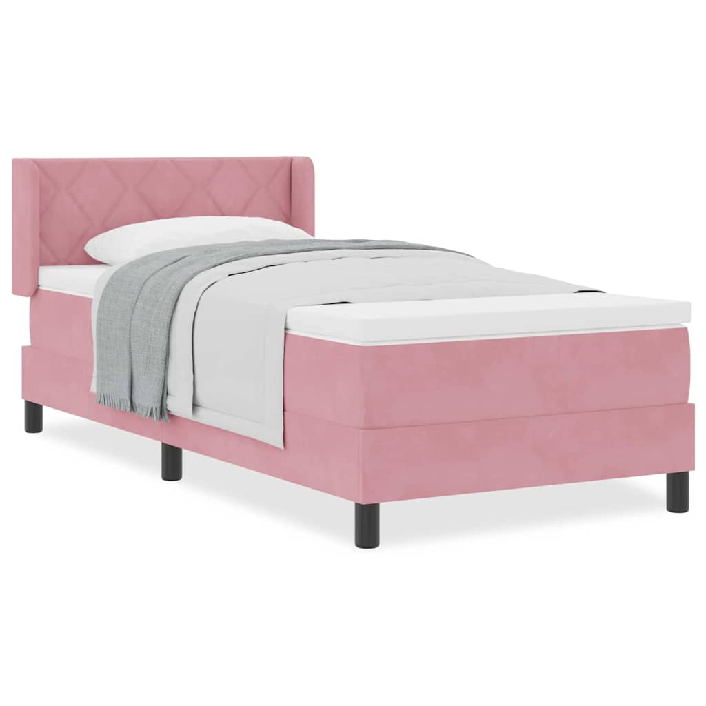 Boxspringbett mit Matratze Schwarz 100x200 cm Velvet Rosa