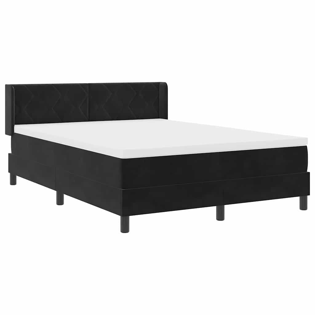 Boxspringbett mit Kopfteil Schwarz 190 x 140 cm Samt