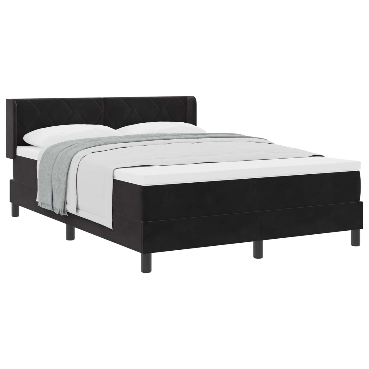 Boxspringbett mit Kopfteil Schwarz 200 x 140 cm Samt