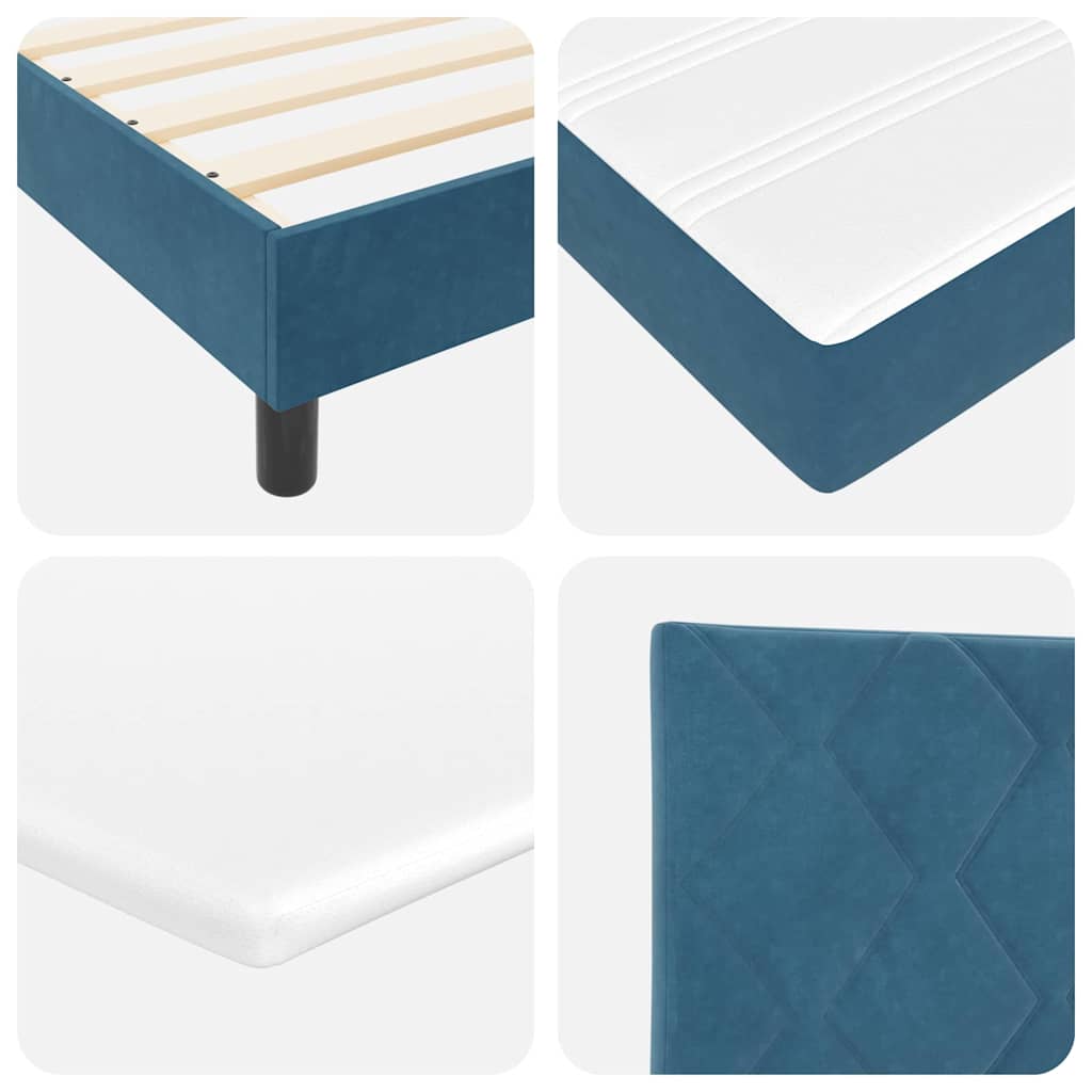 Boxspringbett mit Matratze Schwarz 100x200 cm Velvet Dunkelblau