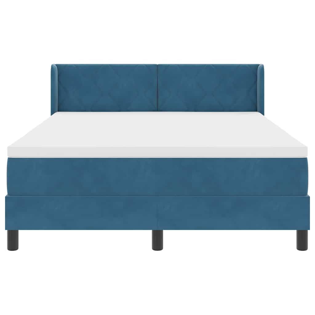 Boxspringbett mit Matratze Schwarz 100x200 cm Velvet Dunkelblau