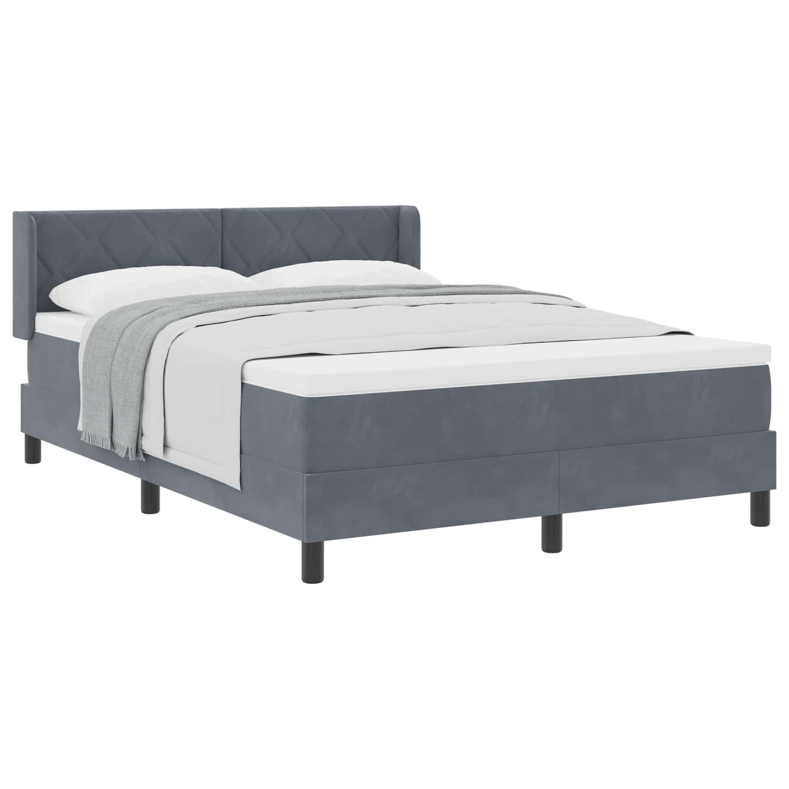 Boxspringbett mit Kopfteil Dunkelgrau 200 x 160 cm Samt