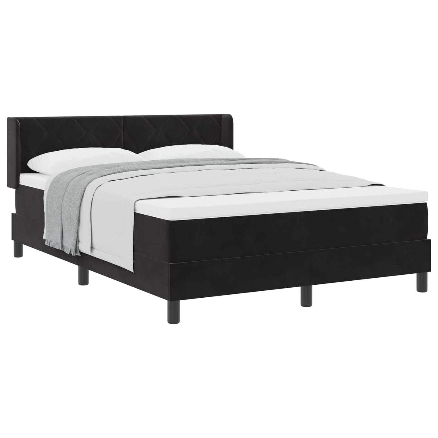 Boxspringbett mit Kopfteil Schwarz 200 x 160 cm Samt
