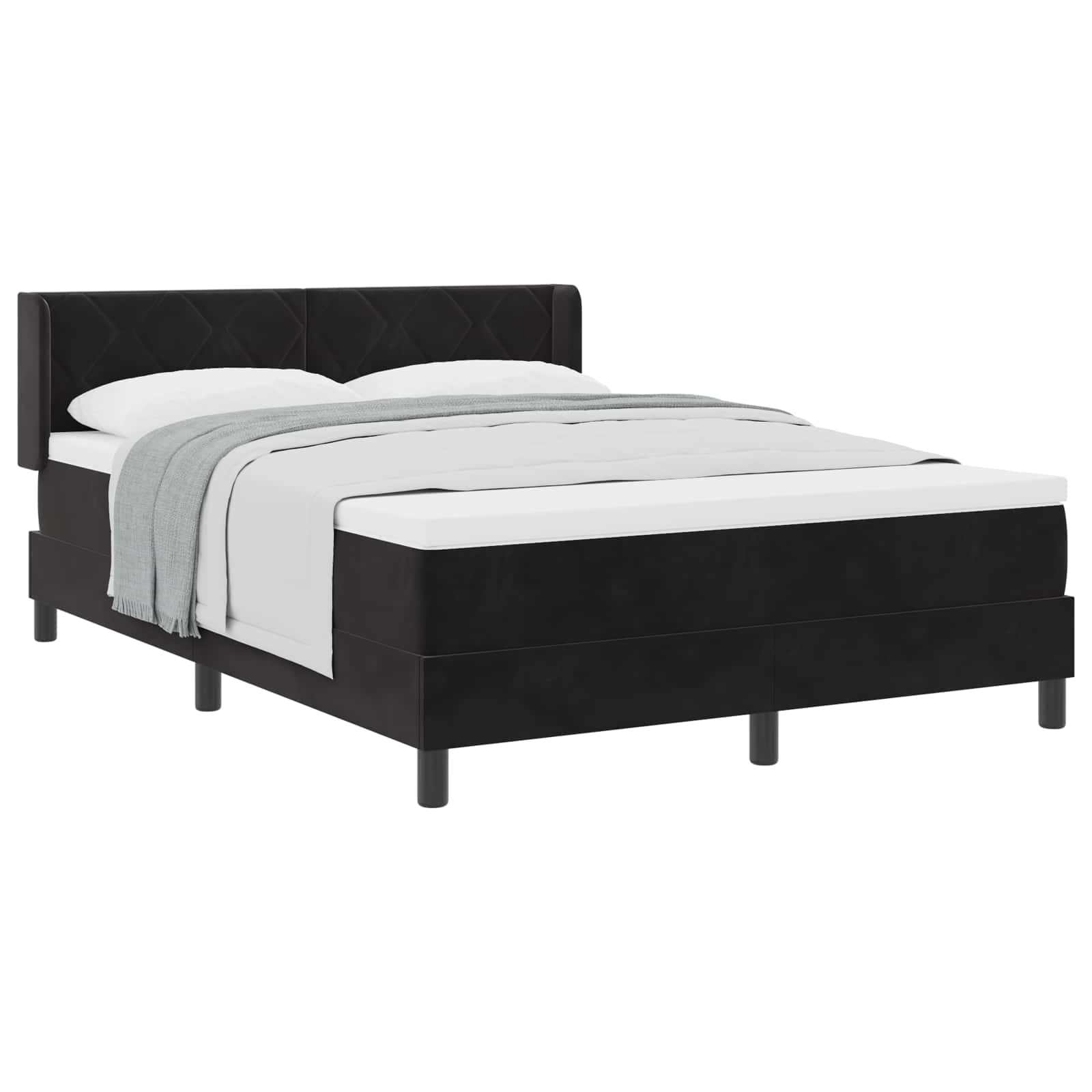 Boxspringbett mit Kopfteil Schwarz 200 x 160 cm Samt