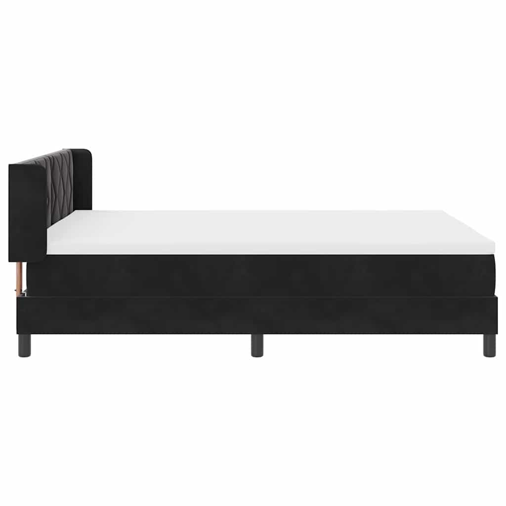 Boxspringbett mit Kopfteil Schwarz 200 x 160 cm Samt