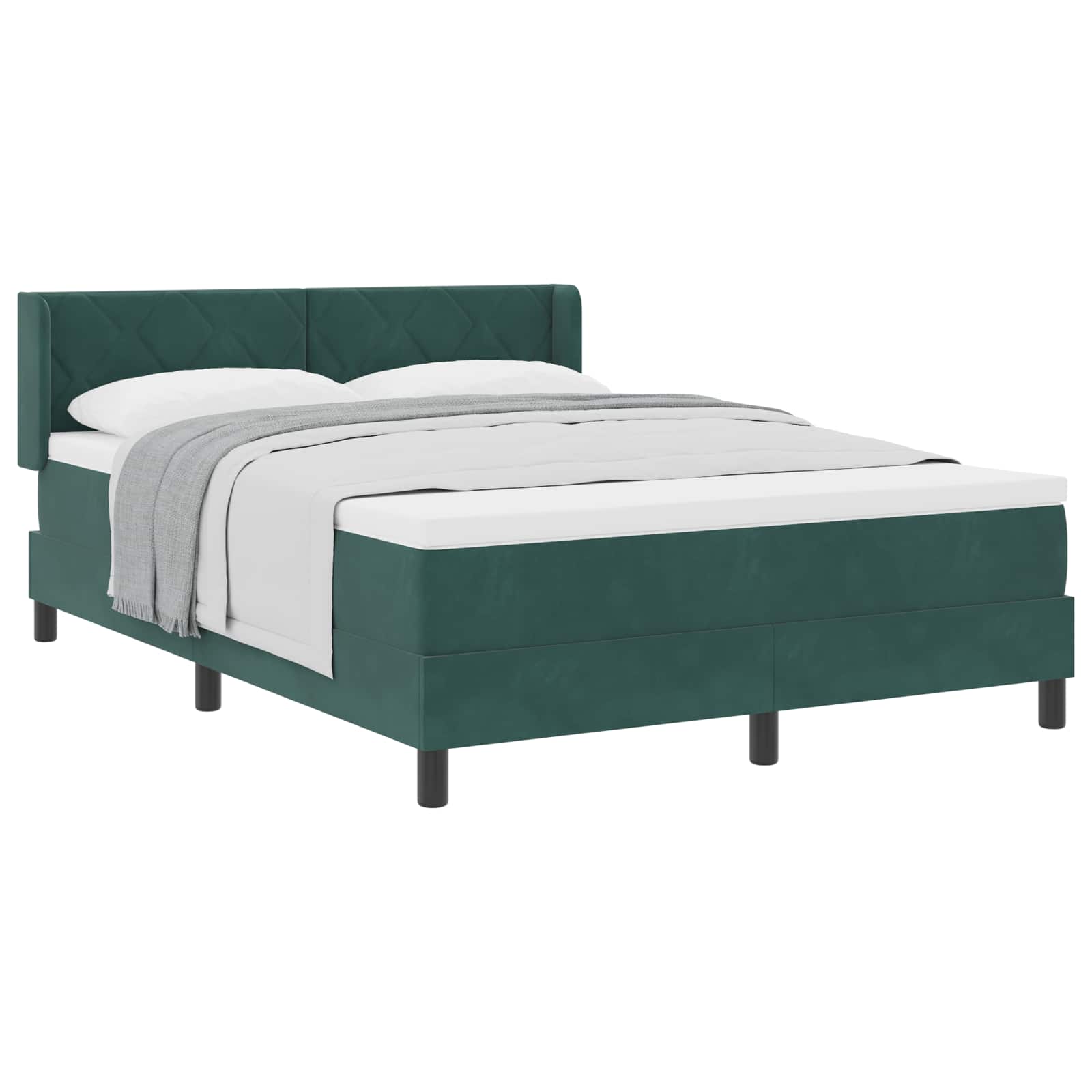 Boxspringbett mit Kopfteil Dunkelgrün 200 x 160 cm Samt
