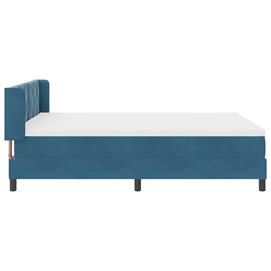 Boxspringbett mit Matratze Schwarz 100x200 cm Velvet Dunkelblau