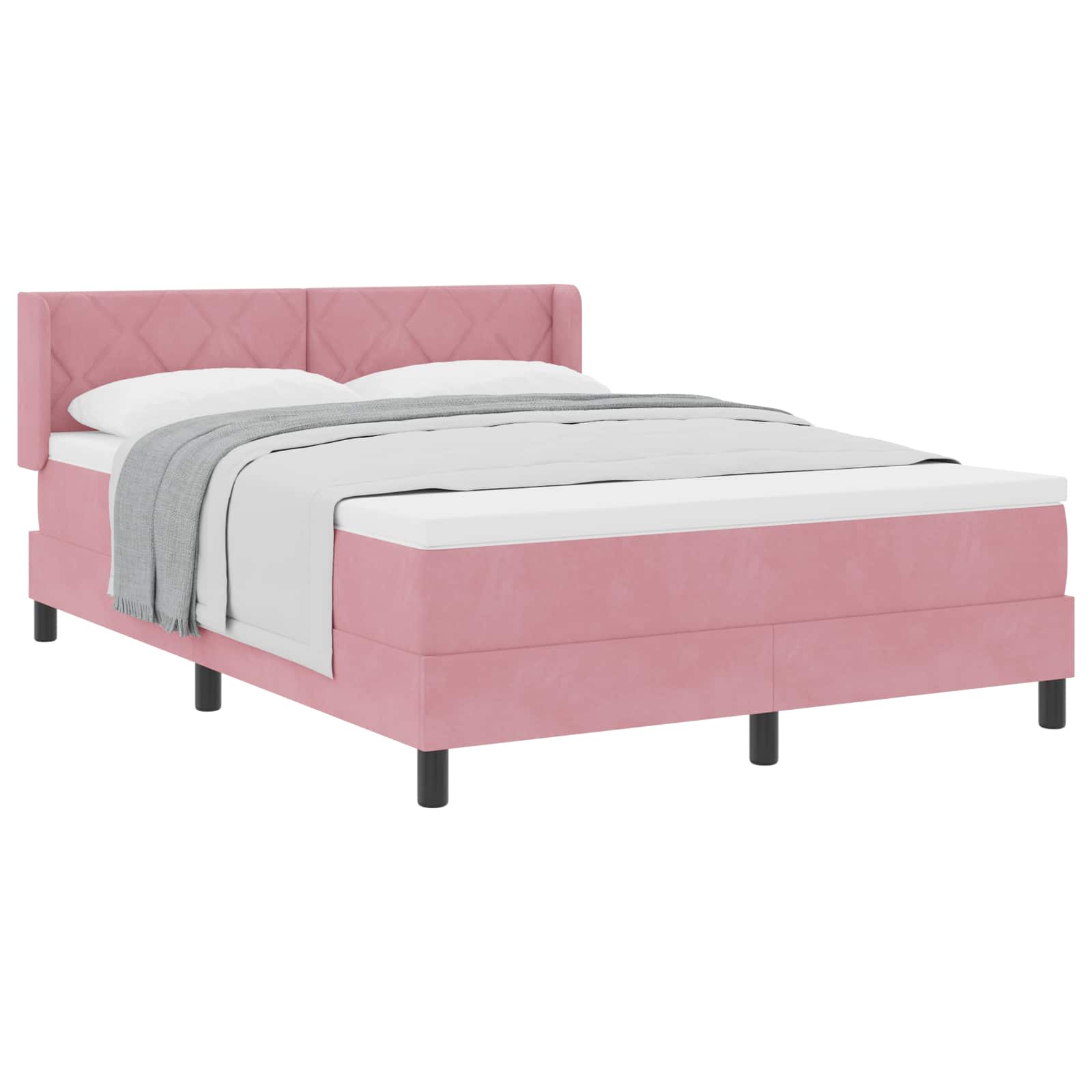 Boxspringbett mit Kopfteil Rosa 200 x 160 cm Samt