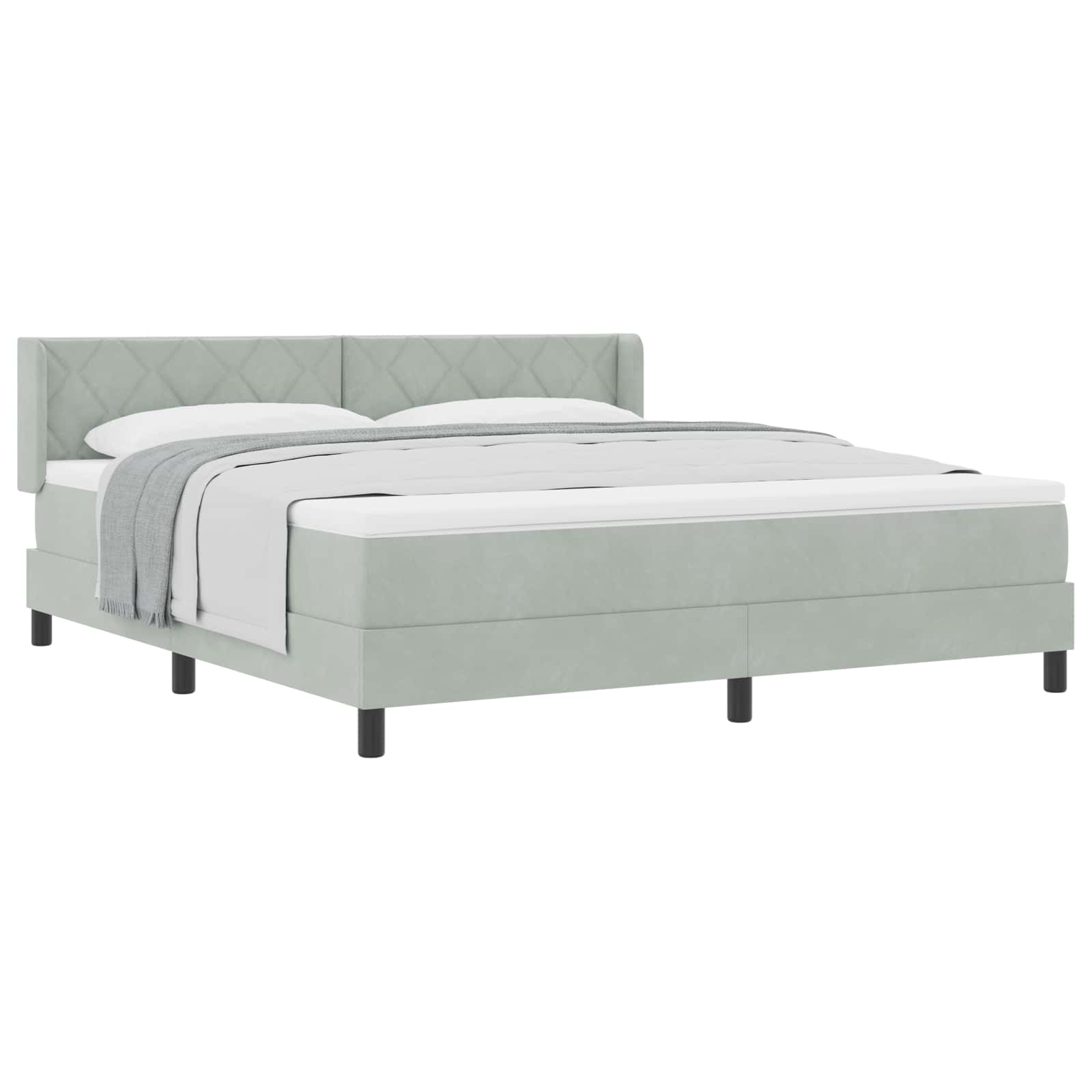 Boxspringbett mit Kopfteil Hellgrau 200 x 180 cm Samt