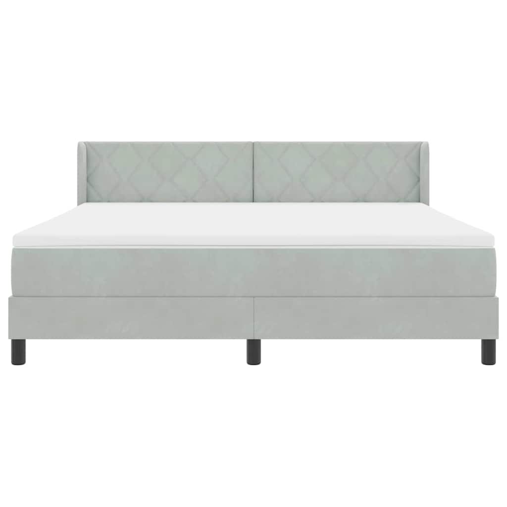 Boxspringbett mit Matratze Schwarz 100x200 cm Velvet Hellgrau