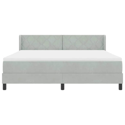 Boxspringbett mit Kopfteil Hellgrau 200 x 180 cm Samt