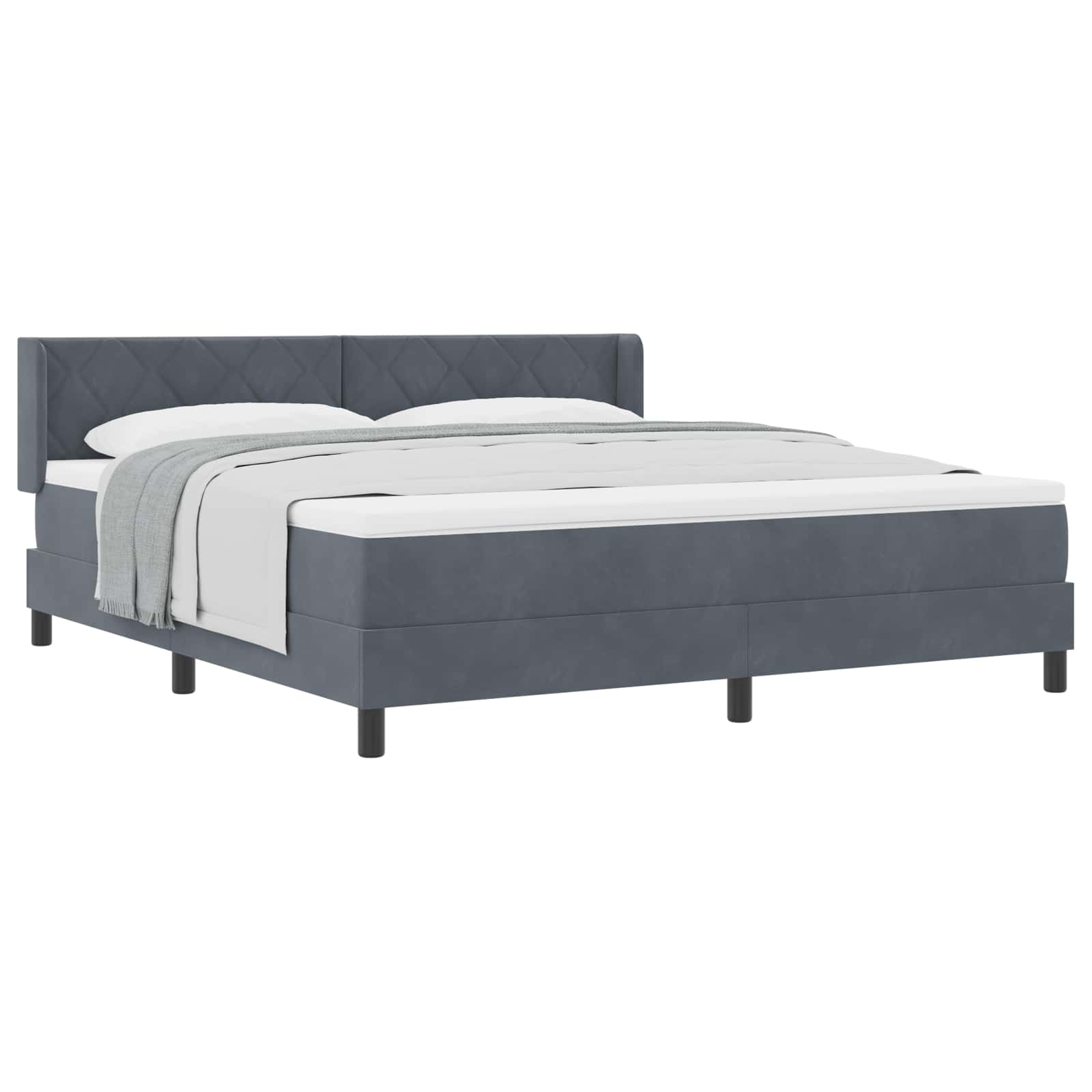 Boxspringbett mit Kopfteil Dunkelgrau 200 x 180 cm Samt