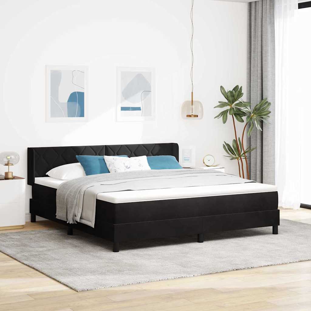 Boxspringbett mit Kopfteil Schwarz 200 x 180 cm Samt