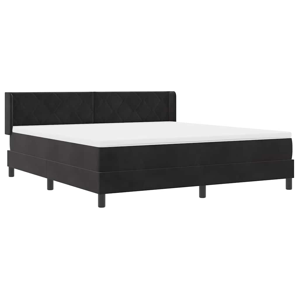 Boxspringbett mit Kopfteil Schwarz 200 x 180 cm Samt